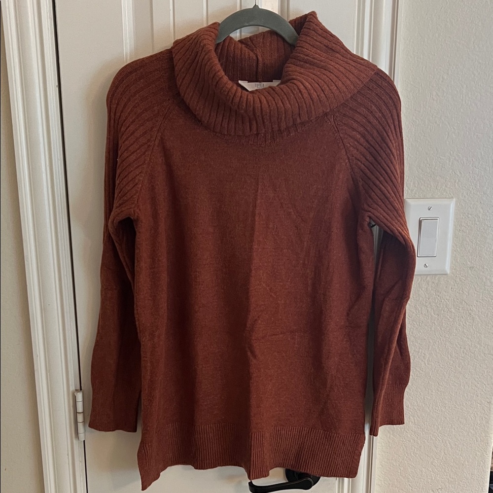 Time and Tru Women's Cowl Neck Sweater in Rust